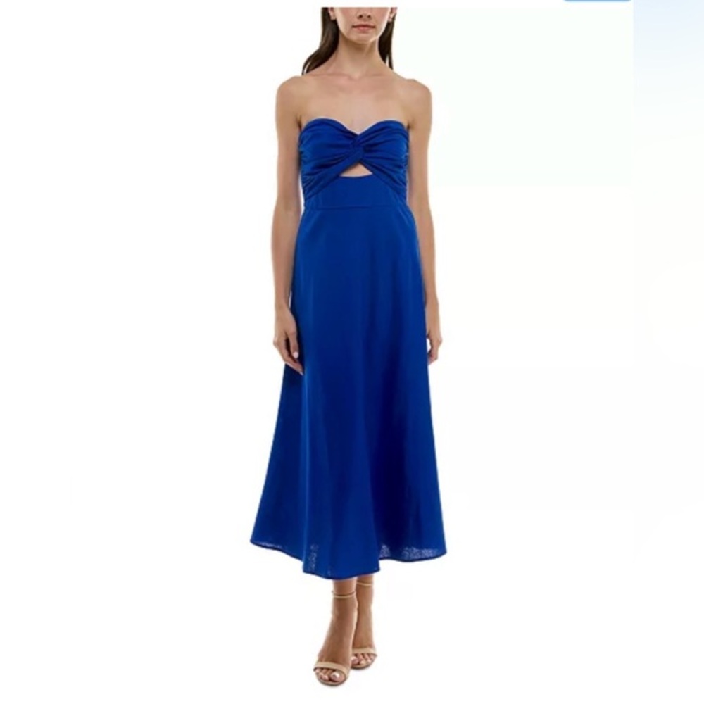 Trixxi Juniors Solid Strapless Keyhole Smocked Midi Dress cocktail party NWT